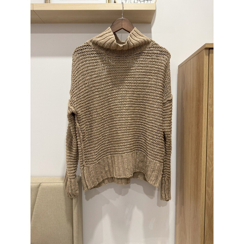 Polo Ralph Lauren Womens M Tan Cowl Capsule Linen Beach Sweater Oversized Knit